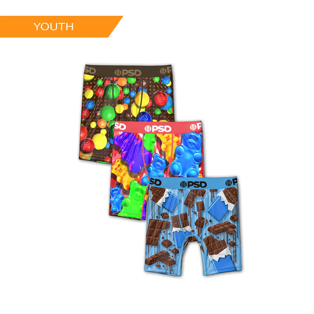 PSD Youth Boys Sweet Stack Boxer Brief 3 Pack - Soft, Breathable and Stretch Comfortable Underwear