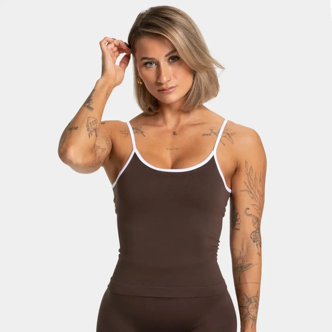DF Tight-Fitting Color-Blocked Seamless Sports Vest - European & American Standard Sizes Fitness Wear, Back-Shaping Breathable Knit Vest for Yoga, Running