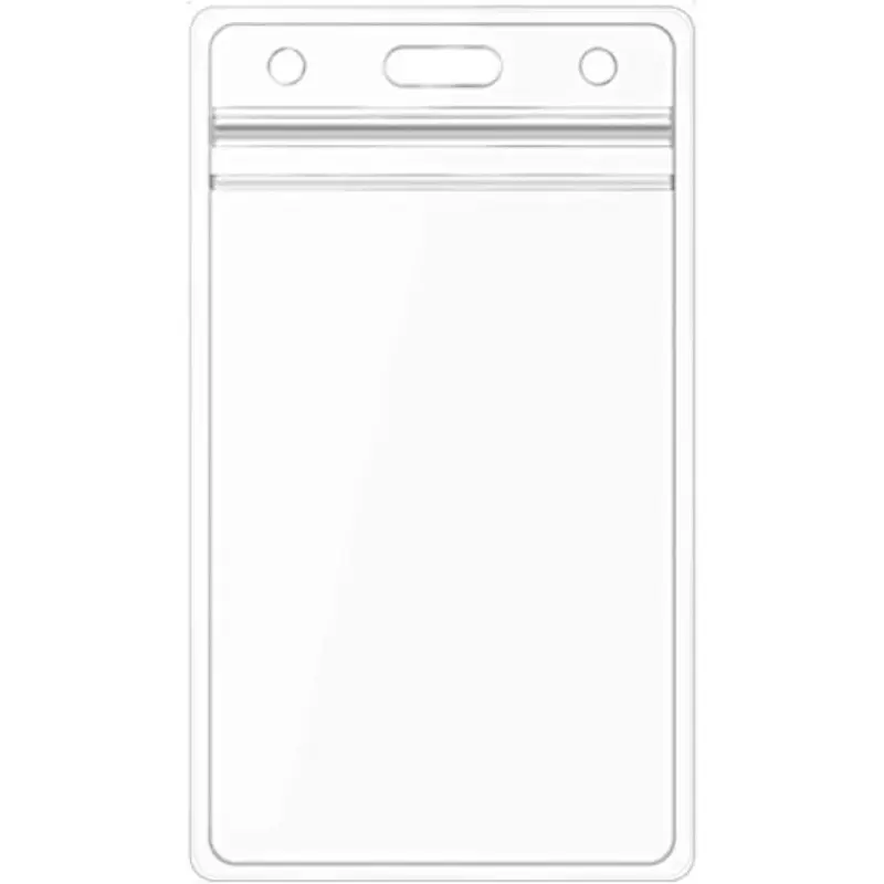 10 Pack Heavy Duty ID Card Badge Holder with Resealable Zipper, Waterproof Type PVC ID Card Holder, Vertical Style, Clear,