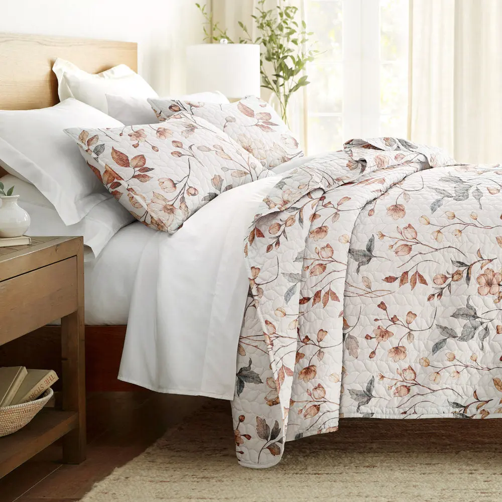 Russet Floral Quilted Coverlet Set Russet Floral Quilted Coverlet Set