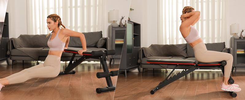 FLYBIRD Adjustable Weight Bench Workout Bench for Home Gym, 15 Degree Decline Sit-Up, Resistance Bands/No Resistance Bands