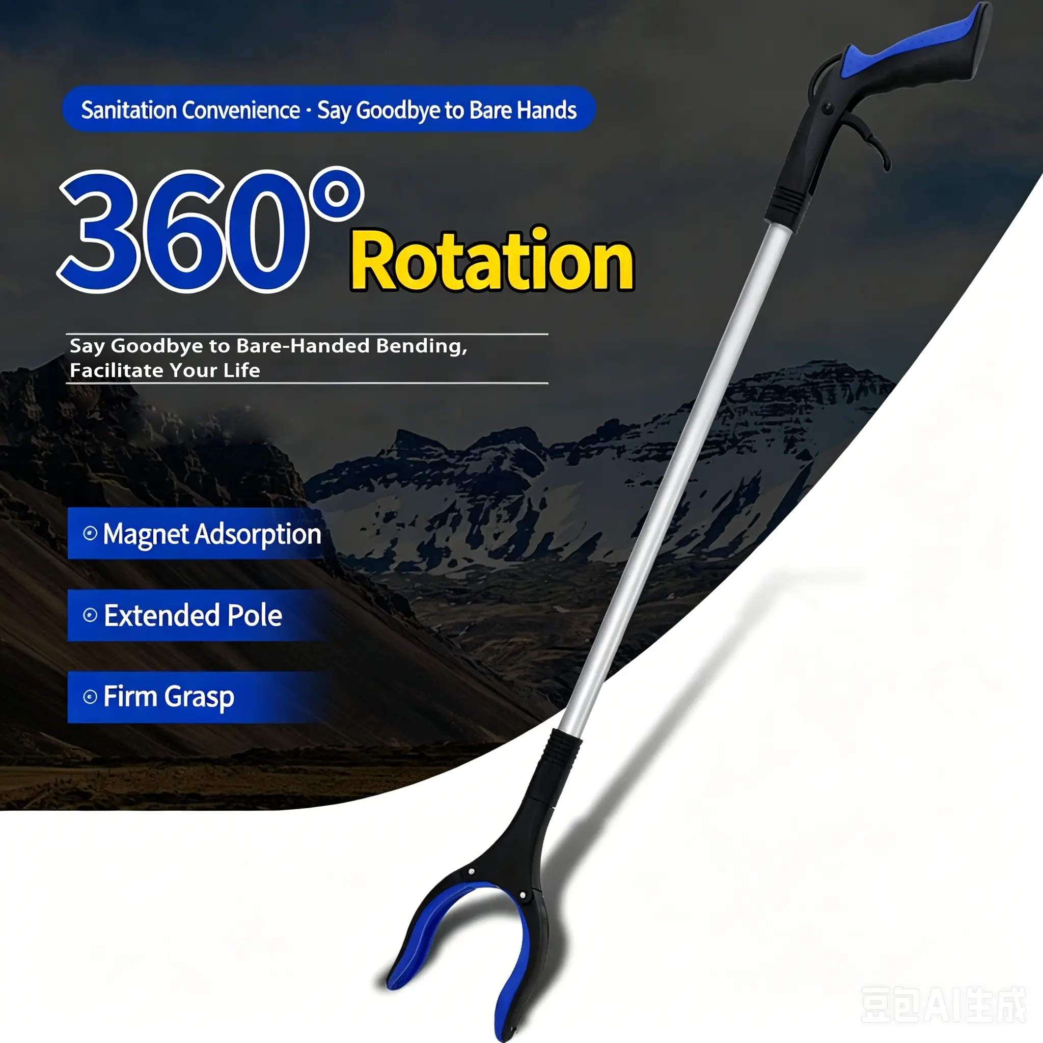 Grabber Reacher Tool - 43” Extra Long Foldable Gripper and Reaching Tool - Heavy Duty Pick Up Stick Grabbers for Seniors, Trash, Surgery Recovery Must Haves Gifts