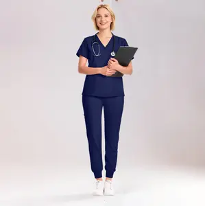 EADFLIE Trendy Scrub Set for Women – Soft Stretch V-Neck Scrubs with Jogger Pants & 8 Pockets