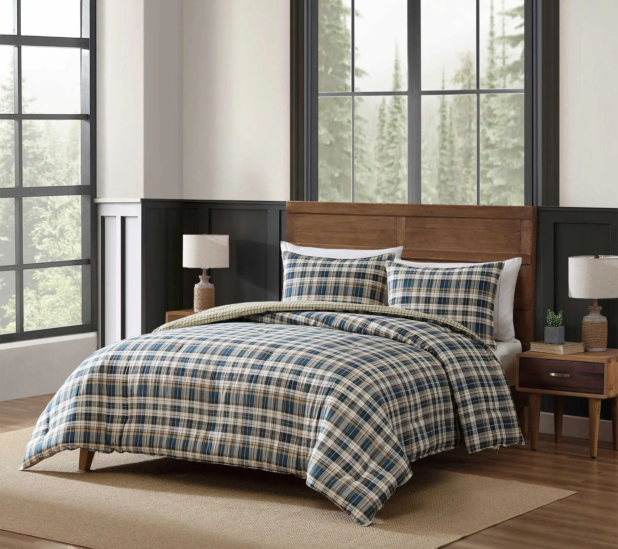 Eddie Bauer Port Gamble Blue Cotton Full/QueenComforter Set