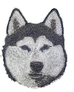 Amazing [ Siberian Husky Dog Face] Embroidery Iron On/Sew Patch (4" x 3.2")[Made in USA]