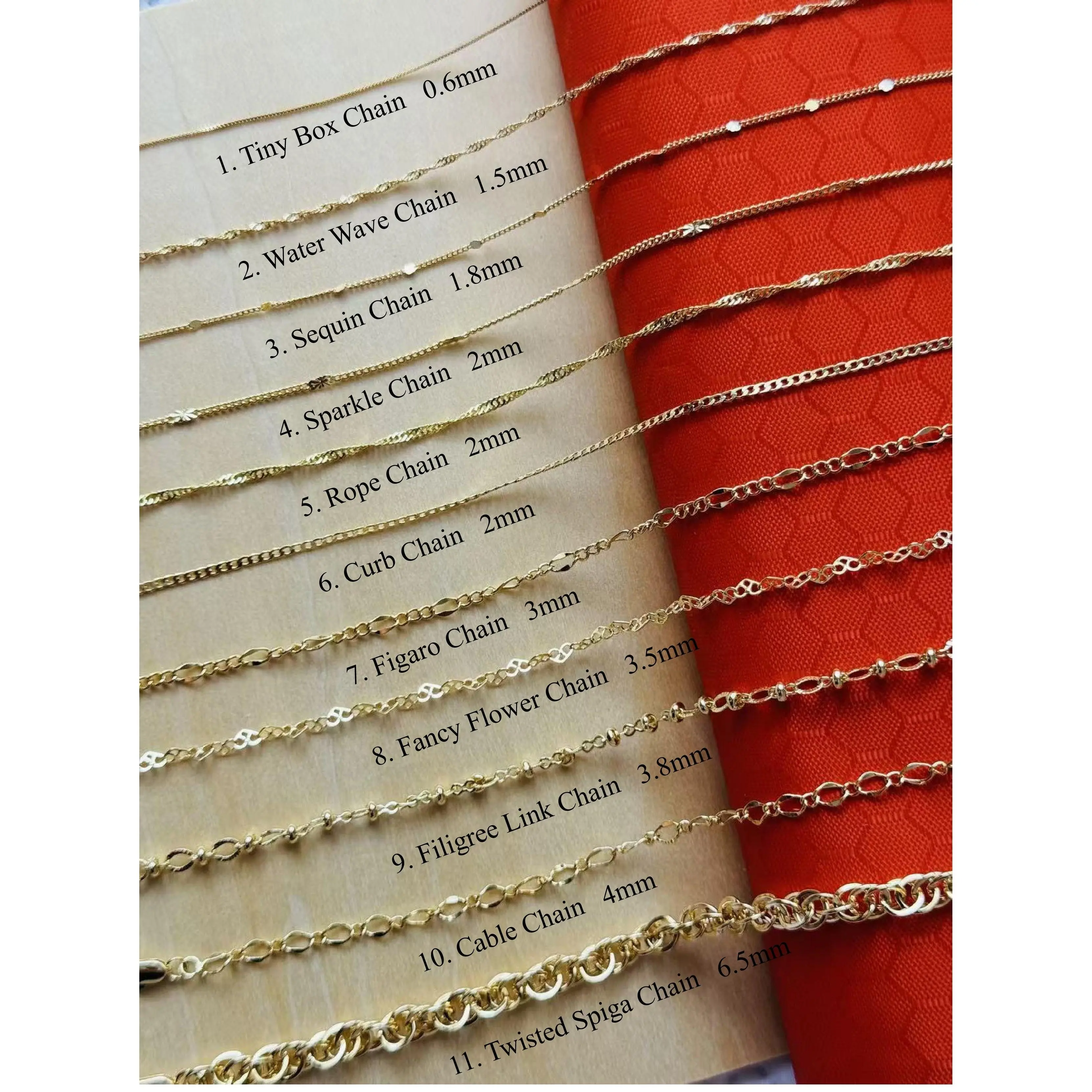 14K Gold Filled Chain Necklace, Tiny Box Chain, Water Wave Chain, Sequin Chain, Rope Chain, Figaro Chain, Dainty Chain, Gift for Her