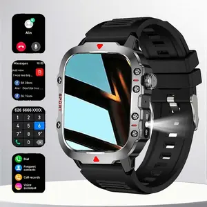 Flashlight Smart Watch 2.01 Inch Screen Wireless calling/Dial Multi-Sport Modes Call & Message Alerts Custom Wallpaper LED Light Smartwatch Business Compatible With iOS/android