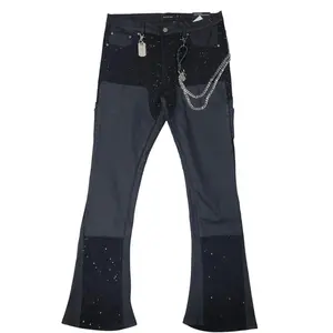 MAX KROME's Dazzling Black Stacked Rhinestone Jeans