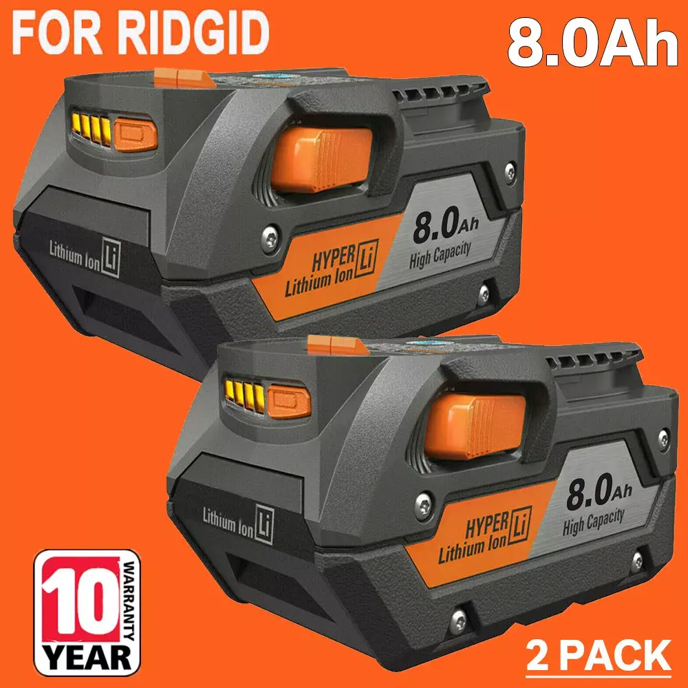 2-Pack 18V 8.0Ah Lithium Ion Compatible Replacement Power Tools Batteries for Ridgid R840085, Fits Ridgid R840087 Power Tools, High-Quality New, Compatible Replacement Battery, Power Tools Battery