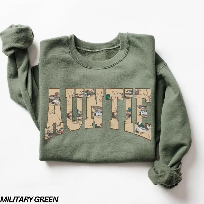 Hunting Auntie Sweatshirt, Duck Hunting Shirt, Mama of Hunters, Camo Aunt Sweatshirt, Hunting Season, Auntie Shirt, Fall Sweatshirt for Her