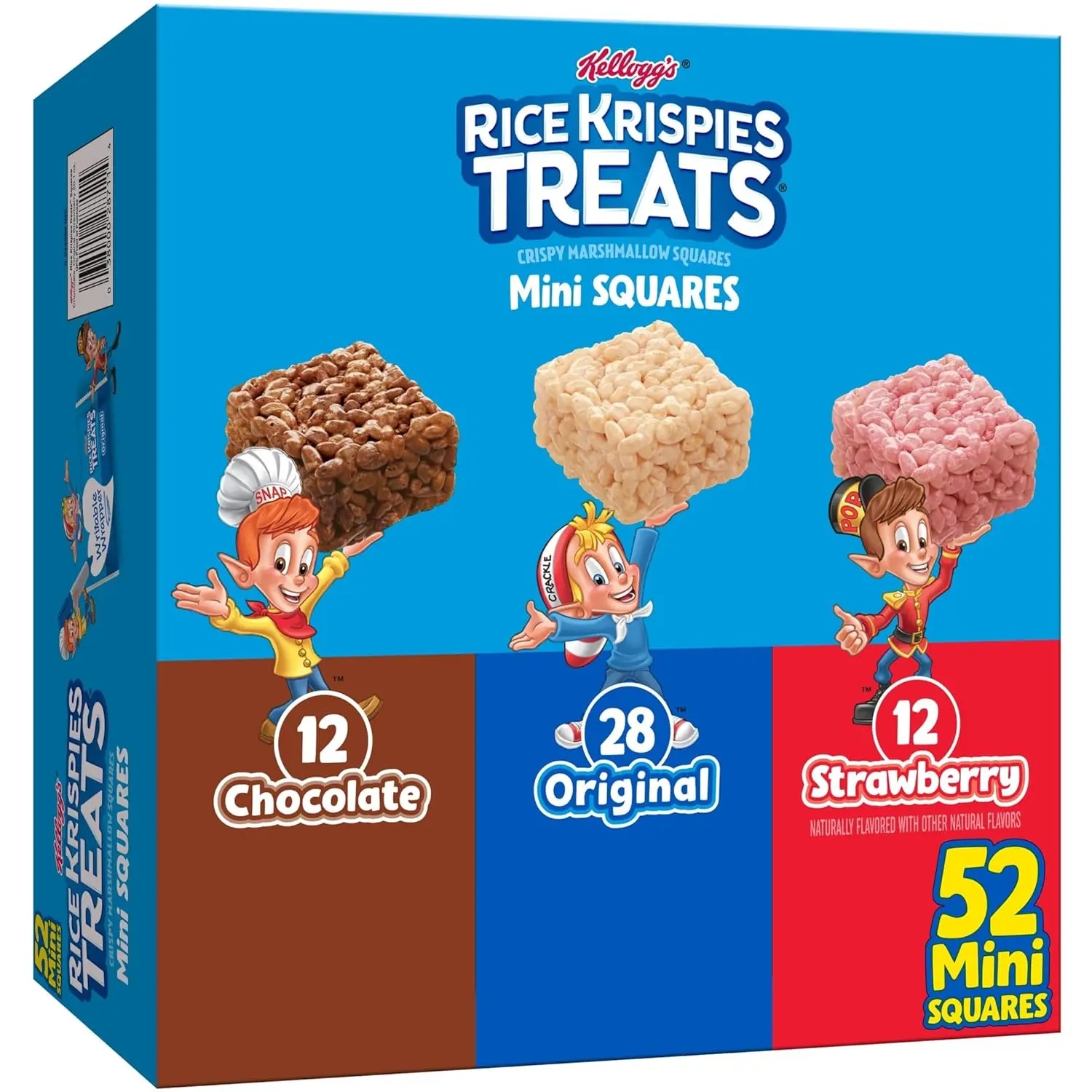 Rice Krispies Treats Mini Crispy Marshmallow Squares, Kids Snacks, Cereal Bars, 3-Flavor Variety Pack, 20.1oz Box (52 Bars)