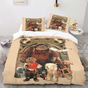 3D Printed Labyrinth "Should You Need Us" Print Poster Style Decorative Duvet Cover Set, Includes One Comforter Cover and 1/2 Pillowcases, Soft Skin-friendly Retro Bedroom Quilt Cover Decor, Perfect Gift for Cult Movie Lovers