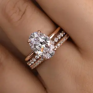 Effinny Jewelry 3.5ct Oval Cut 3PC Wedding Ring Set, S925 SterlingSilver, 5A Cubic Zirconia Bridal Set Rings,Anniversary Ring for Women, Bridal Engagement Ring, Elegant Ring
