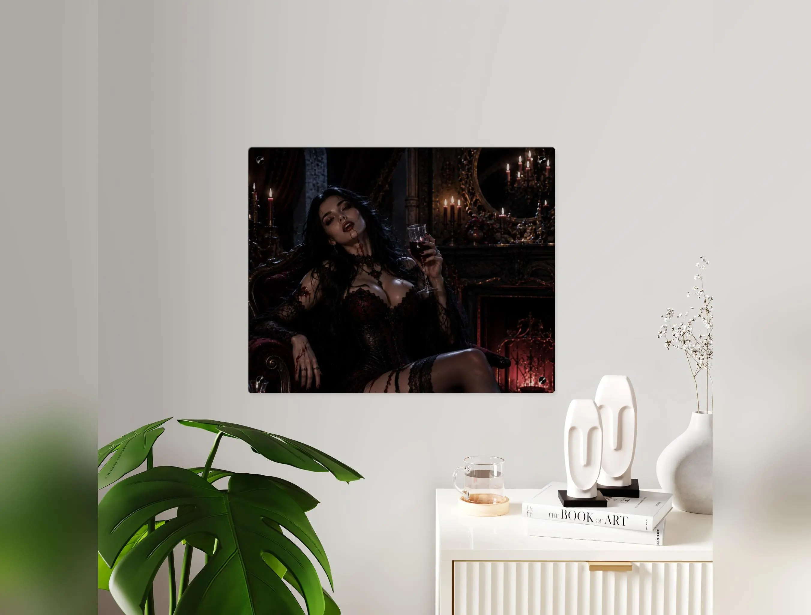 Vampire Woman Gothic Portrait Acrylic Wall Art Panel | Dark Vampire Décor