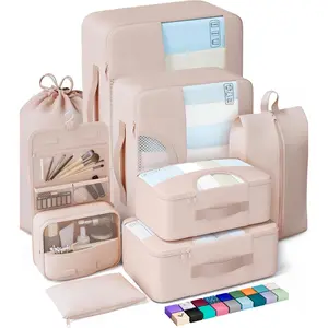 Veken 8 Set Packing Cubes for Travel, Gifts for Women Mom, Suitcase Organizer Bags for Luggage with Hanging Toiletry Bag and Shoe Bag, Vacation Essentials Travel Accessories for Cruise Ship