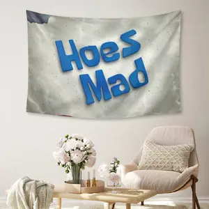 "Hoes Mad" SpongeBob Style Tapestry - Durable Polyester Wall Hanging 30x40 40x60 50x60 60x80 60x90inch