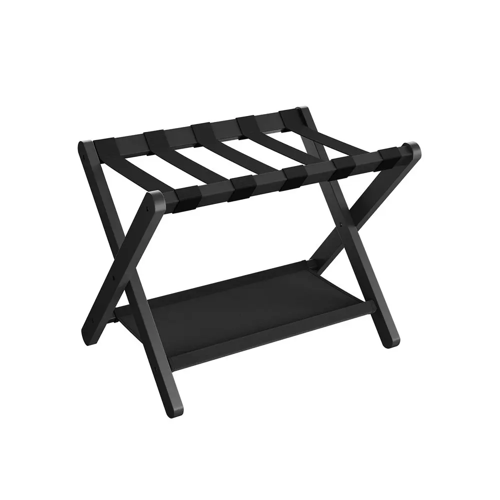 SONGMICS Luggage Rack, Folding Suitcase Stand with Storage Shelf, for Guest Room, Hotel, Bedroom, Heavy-Duty, Holds up to 131 lb