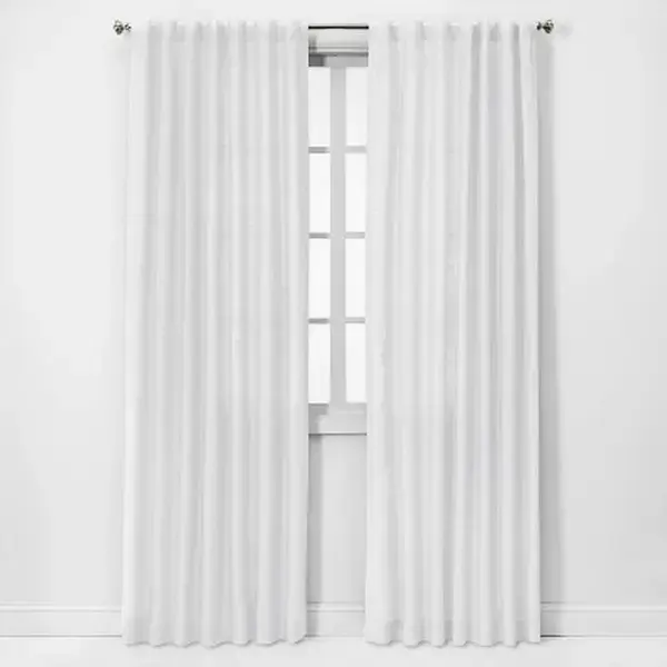 Threshold Light Filtering Linen Window Curtain Panel Traditional Beige Threshold Light Filtering Linen Window Curtain Panel Traditional Beige