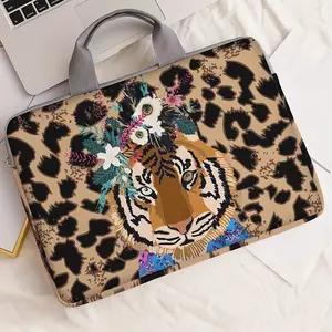 Printed Laptop Bag Suit, Suitable for 15-Inch Laptop Soft, Portable Briefcase with Soft Cover, Suitable for Men and Women Business, Commuting, College and Short Trips, Leopard Print and Tiger Pattern