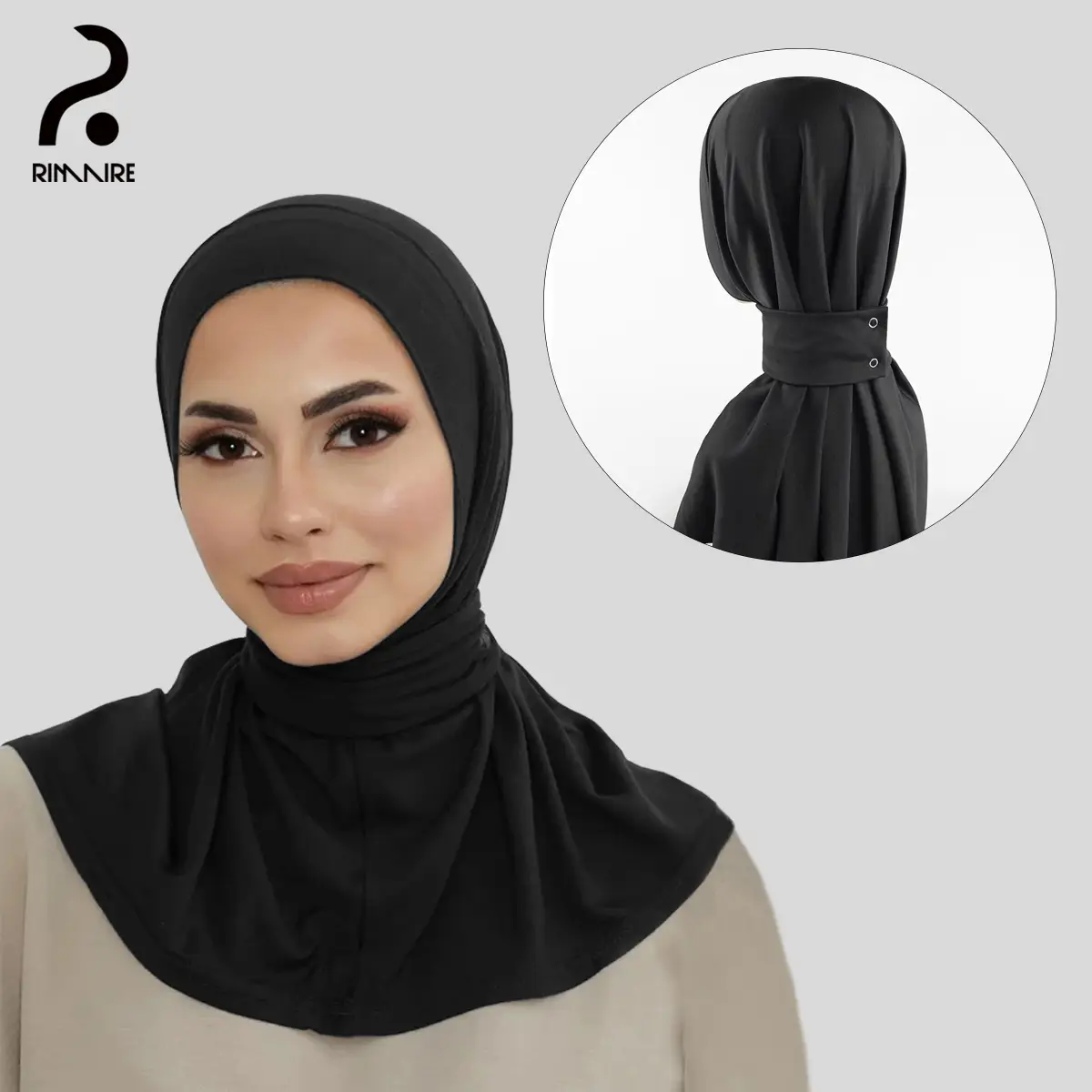 RIMAIRE Soft Jersey Plain Hijab Scarf 2025 Premium Stretch Muslim Instant Hijab for Women - Breathable Set with Practical Head Scarf