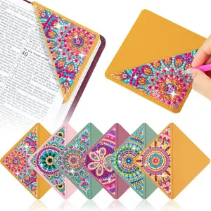 6 PCS Mandala Flower Diamond Art Corner Bookmarks, DIY Diamond Painting Bookmarks for Adults Kids, Paint by Dots Craft, Protect Book Corners, Ideal Christmas Gifts for Mom Women Beginners Home Office