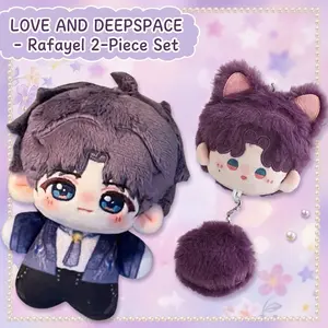 2pcs, Love and Deepspace Anime Plush Doll + Cute Plush Keychain, Collectible Stuffed Character Figure, Premium Soft Toy - Keychain Bag Car Charm, Desk Shelf Room Decor, Birthday Christmas Valentine Party Gift for Anime Fans Teens
