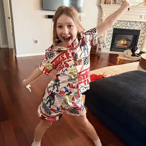 Stranger Things Kids Pajama Set, Cartoon Print Short Sleeves & Loose Fit Shorts, Casual Home Wear for Boys Girls