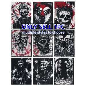 Mysterious Necromantic Skull Punk Print Thorn Embroidery Patch, Self-Adhesive Iron-On Applique, Perfect for Clothes Jackets Bags Hats Accessories