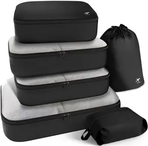 Packing Cubes for Suitcases - 6 Pieces Light Packing Cubes for Travel, Premium Suitcase Organizer Bags Set, Space-Saving Luggage Organizers, Black