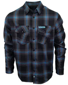 The "Redemption" Flannel - Teal, Black & Gray (Hidden Snap Collar)