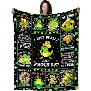 Frog Blanket Gifts for Frog Lovers, Soft Cozy Flannel Anime Cute Frogs Throw Blankets Bed Sofa Couch Birthday Gifts for Frog Lovers Women Girls
