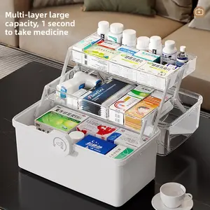 Langkes Large Capacity First Aid Kit Box for Home Medicine Storage Organizer Multilayer Portable Medical Case with Removable Dividers Heavy Duty Container for Office Travel Emergency Supplies
