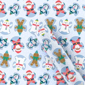 Christmas Roll Wrap Character Snow Angels on Blue