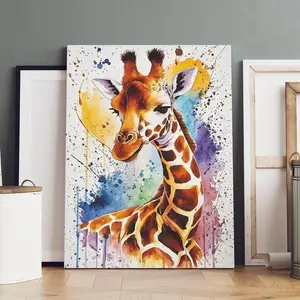 Giraffe Pattern Unframed Painting, 1 Count Modern Watercolor Art Poster, Wall Art Decor for Home Living Room Bedroom Office, Ornaments