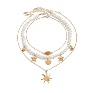 Elegant Golden Beach Starfish Pendant Necklace