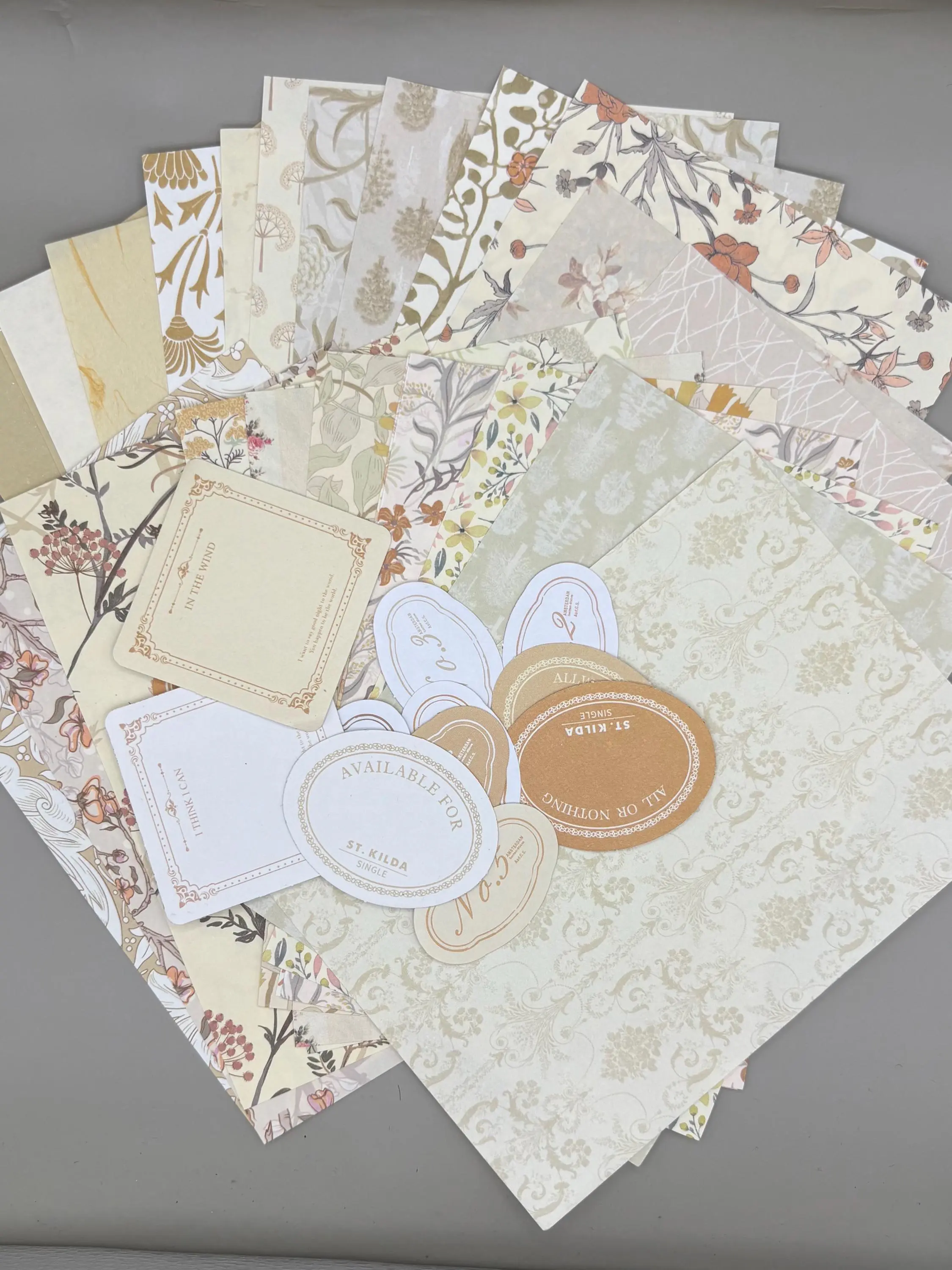 Floral Ephemera Stickers and Papers Bundle (Yellow)
