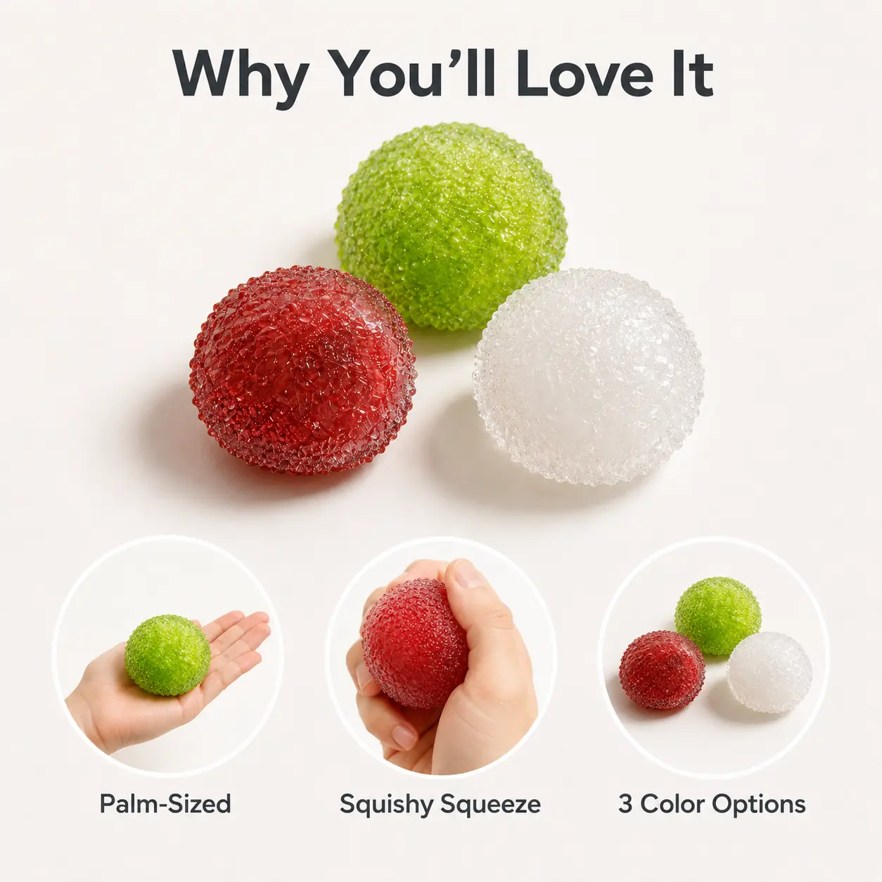 Bumpy Jelly Squishy Stress Ball, 6 cm Textured Sensory Fidget Toy, Soft Handheld Squeeze Toy for Desk, Gift & Stress Relief