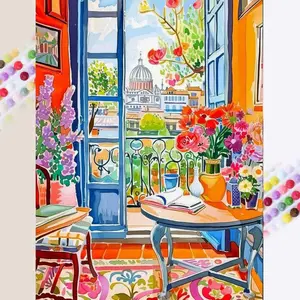 1 set of DIY diamond painting kit, 5D diamond art kit, DIY decorations for windows, flowers, and cities. Mosaic, diamond art, DIY art home decor.