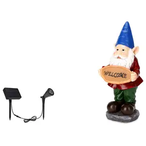 Techko Gnome Garden Statue with Solar Spotlight