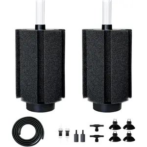 100-120 Gal Large Aquarium Sponge Filter with Air Stone and Ceramic Media,2 Pack Quiet Fish Tank Filters fit Breeding Fry Betta Shrimp Fish Tank