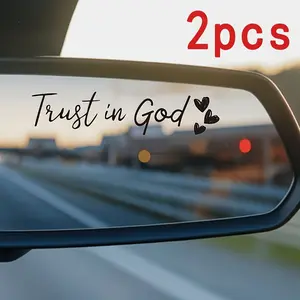 2-Pack Trust God Mirror Stickers, Rearview Mirror Glass Sticker, Car Window Sticker, Laptop Water Bottle Bumper Sticker, Religious Theme, Car Mirror Decal