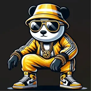 Street Style Bear Ready-to-Press DTF Heat Transfer, Street Style Cool Panda Design for Yellow Tracksuit, Compatible with Cotton and Polyester, DIY Specialty Craft Supply