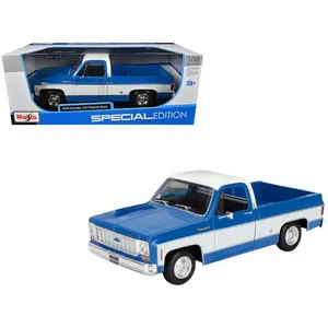 Maisto 1:18 1974 Chevy C10 Cheyenne Super – Blue White Two Tone