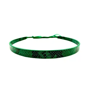 Python Print Leather Hat Band - Green