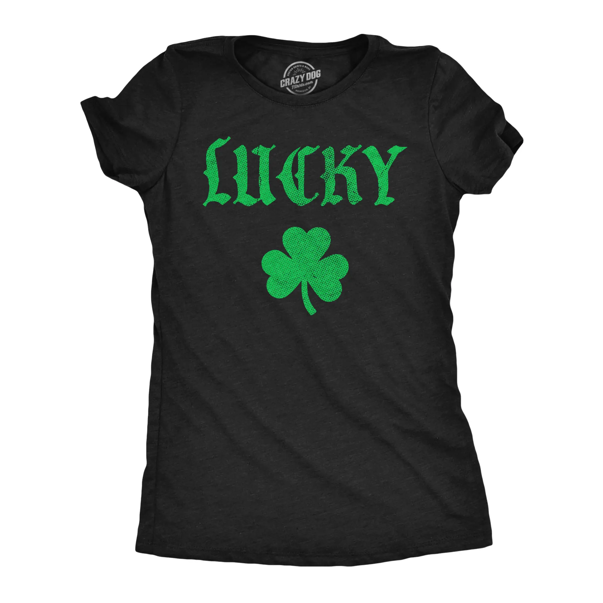 Womens Funny T Shirts Sarcastic Lucky Clover Matching St Patricks Day Graphic Novelty Tee for Ladies Funny Womens T Shirts Cute Vintage Fashion Casual Ladies T-Shirt Gift Saint Patrick's Day Tops for Women Black -