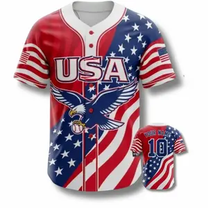 Custom USA Baseball Jersey with Name and Number, American Flag Eagle 3D Sports Shirt