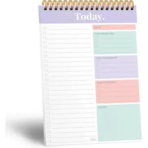 Daily & Weekly To Do List Notepad – Undated Work Planner & Organizer with Wish List Section, 52-Sheet Coiled Task Pad for Productivity – MAUVE To Do List Notebook for Work