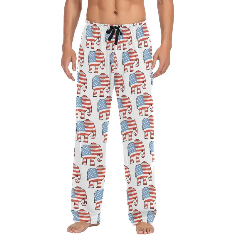 Vintage Elephant Pajama Pants Mens Lounge Pants Lightweight Men Pajama Bottoms with Pockets Drawstring Big Casual Loungewear Modal Polyester Menswear Pjs for Home & Sleep Day Elastic Long Nightwear Stylish Color08