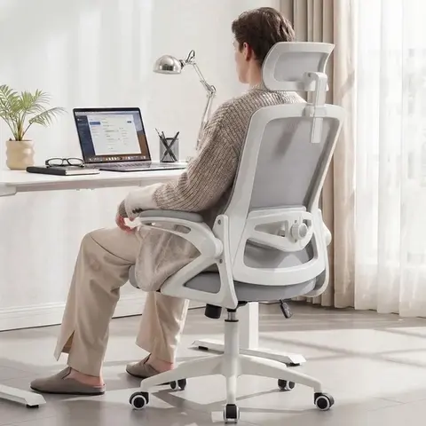 [FallPick] Modern Ergonomic Office Chair - 400lb Capacity Mesh Fabric Desk Chair with Lumbar Adjust, Reversible Arms, Thickened Cushion, Breathable Design - Ideal for Office Work & Gaming