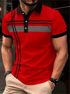 Men's New Casual 3D Printed Polo Shirt Menswear
